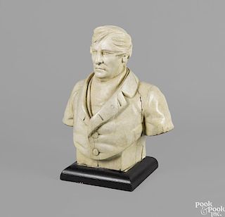 Carved figurehead, 19th c., depicting the bust of John Schultz Schriver of Baltimore, president