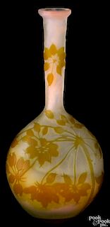 Galle cameo glass bud vase, 6 3/4'' h.