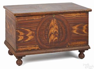York County, Pennsylvania painted pine blanket chest, 19th c., retaining its original flame grain