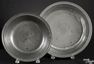 Two Philadelphia pewter basins, ca. 1800, bearing the touch of Thomas Danforth III, 3'' h., 12'' w.