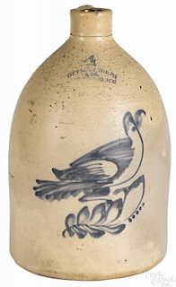 New York four-gallon stoneware jug, 19th c., impressed Ottoman Bro's & Co. Fort Edward N.Y.