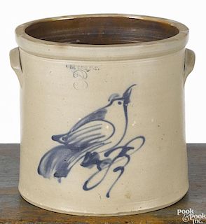 New York three-gallon stoneware crock, 19th c., impressed Geddes N.Y.