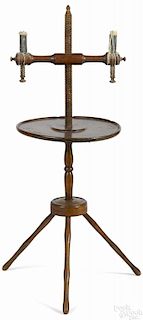 Maple candlestand, 19th c., with adjustable candlearms and a dish top, 42'' h.