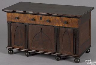 Empire mahogany and bird's-eye maple sideboard form valuables chest, ca. 1840