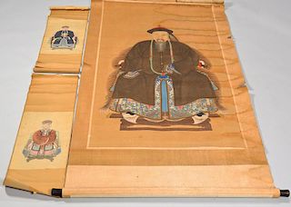 3 Chinese Ancestral Scrolls, incl. Qing Dynasty