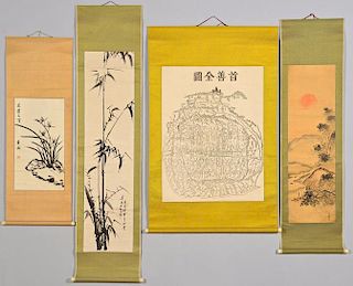 Asian map & scroll paintings