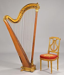 Pleyel, Wolff & Lyon Harp plus chair