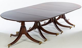 3863004: English Regency Style Mahogany 4 Pedestal Dining Table, 20th Century E4RDJ