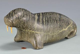 Large Native American Inuit Carved Walrus