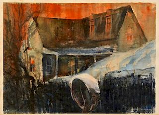 Carl Sublett Watercolor, Snow Drift