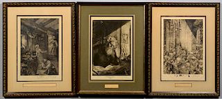 3 Ferdinand Staeger Etchings from The Mastersinger