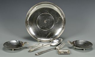 Tiffany Bowls, Plate and flatware, 8 pcs