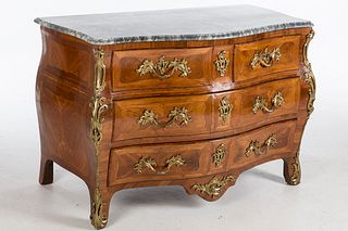3753373: Louis XV Kingwood and Tulipwood Marble Top Commode,
 Stamped T. Airraz, 18th Century E3RDJ
