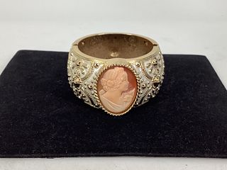 Modern Hand Carved Shell Cameo Bracelet From Amedeo NYC