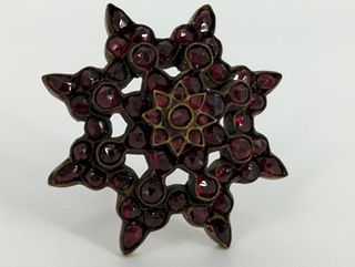 Victorian Garnet Gemstone Cluster Pin