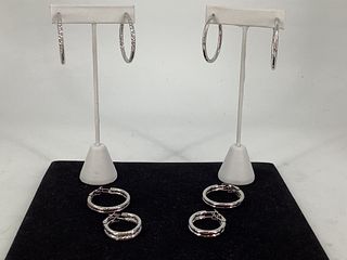 Two Sets of Sterling Silver Hoop Earrings