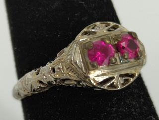 Vintage 18kt White Gold & Ruby Ring
