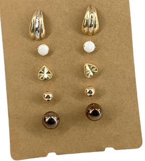 Five Pairs Of 14kt Yellow Gold Earrings