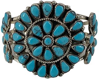 Beautiful Sterling Silver & Turquoise Southwestern Style Cuff