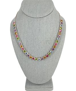 Sterling Silver & Multi-Colored Gemstone Necklace