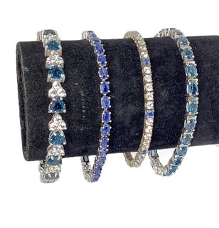 Four Sterling Silver & Gemstone Bracelets