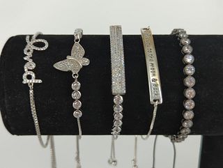 Five Sterling Silver Bracelets