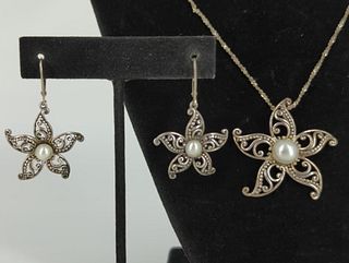 Sterling Silver & Pearl Jewelry Set