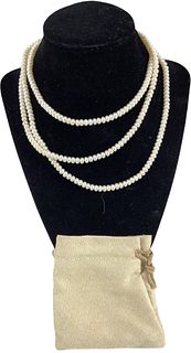 White Button Pearl Necklace