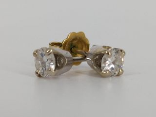 14kt White Gold Diamond Solitaire Earrings