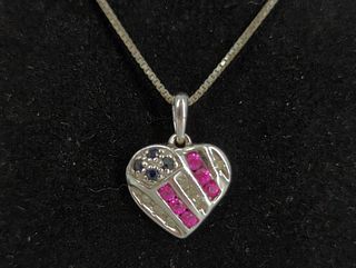 Sterling Silver, Diamond & Gemstone Pendant