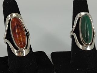 Two Sterling and Stone Rings