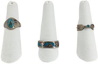 Three Sterling Silver Southwestern Style Rings