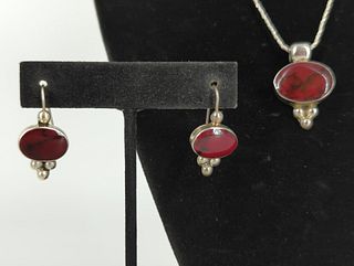Sterling Silver & Red Jasper Jewelry Set