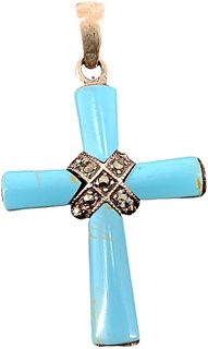 Sterling and Turquoise Cross Pendant