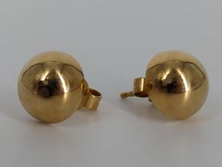 One Pair Of Post Back 14kt Yellow Gold Earrings