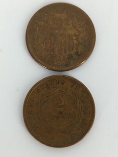 Two U.S. Two-Cent Coins