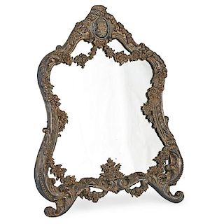 FRENCH SILVER PLATE SHAVING MIRROR