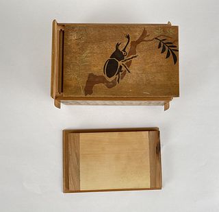 Vintage Japanese Wood Inlaid Puzzle Box