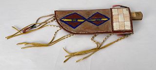 Montana Indian Made Parfleche Quill Knife Sheath