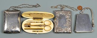 Sterling Coin Purses & Ivory/gold Sewing Kit