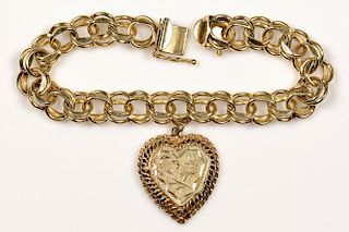 14K Charm Bracelet w/ Heart Charm