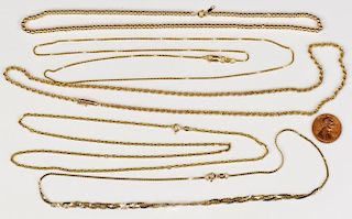 Group of 5 14K Gold Chains