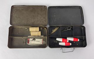 Pair of Antique Fishing Tackle Boxes Falls City