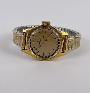 Omega Gold Ladies Quartz Electroplate Watch