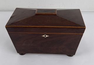 Antique Mahogany Casket Tea Caddy Box