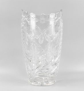 Crystal Flower Vase w/ Butterfly