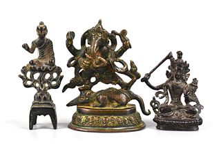 3 Asian Bronze Buddha Figures, 19-20th C.
