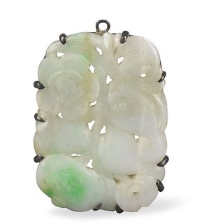 Chinese Jadeite Carved Pendant, Qing Dynasty