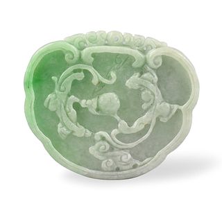 Chinese Jadeite Carved Pendent w/ Chi Dragon