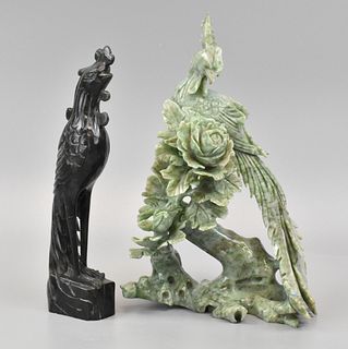 2 Chinese Jadeite Carving of Peacocks
